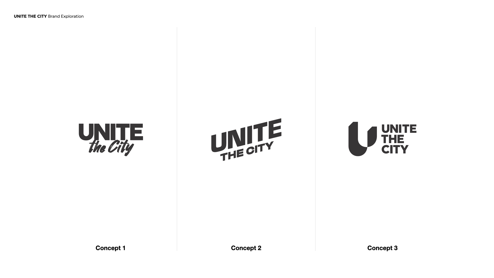 The 3 logo options presented to the client.